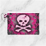 Pink Skull Star Splatter Canvas Cosmetic Bag (Medium)