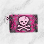 Pink Skull Star Splatter Canvas Cosmetic Bag (Small)