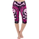 Pink Skull Star Splatter Lightweight Velour Cropped Yoga Leggings