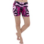 Pink Skull Star Splatter Lightweight Velour Yoga Shorts