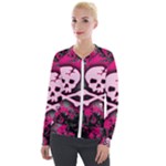 Pink Skull Star Splatter Velour Zip Up Jacket