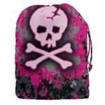 Pink Skull Star Splatter Drawstring Pouch (XXXL)