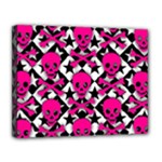 Pink Skulls & Stars Canvas 14  x 11  (Stretched)