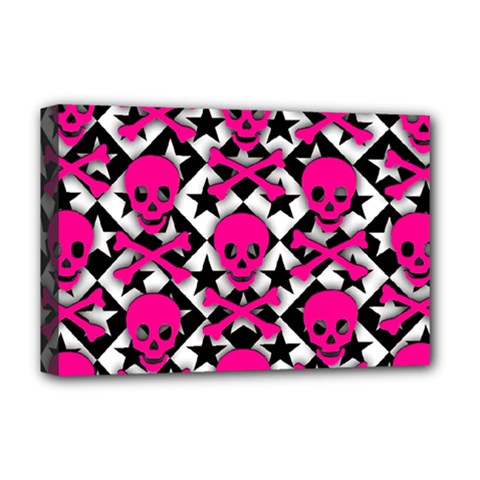 Pink Skulls & Stars Deluxe Canvas 18  x 12  (Stretched) from ArtsNow.com