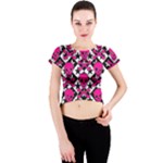 Pink Skulls & Stars Crew Neck Crop Top