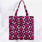 Pink Skulls & Stars Zipper Grocery Tote Bag