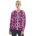 Pink Skulls & Stars Velour Zip Up Jacket