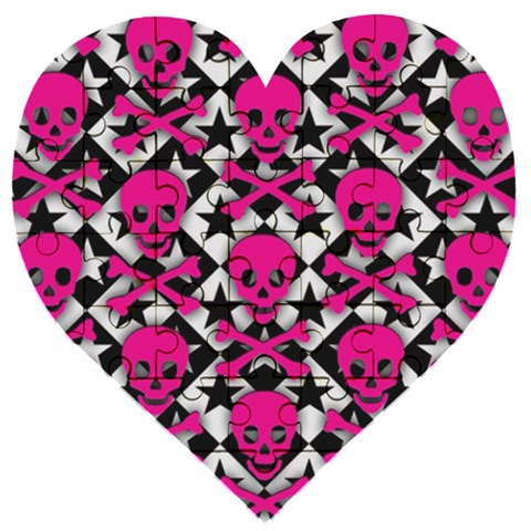 Pink Skulls & Stars Wooden Puzzle Heart from ArtsNow.com