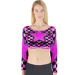 Pink Star Long Sleeve Crop Top