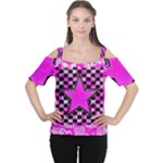 Pink Star Cutout Shoulder Tee