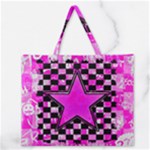 Pink Star Zipper Large Tote Bag