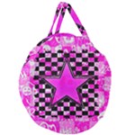 Pink Star Giant Round Zipper Tote