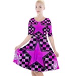 Pink Star Quarter Sleeve A-Line Dress