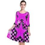 Pink Star Quarter Sleeve Waist Band Dress