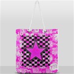 Pink Star Full Print Rope Handle Tote (Large)