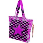 Pink Star Drawstring Tote Bag