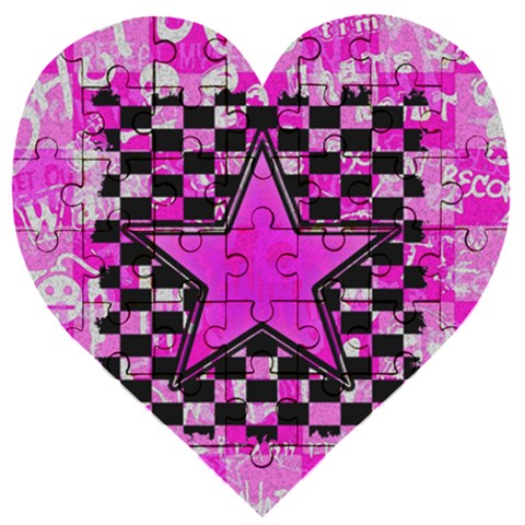 Pink Star Wooden Puzzle Heart from ArtsNow.com