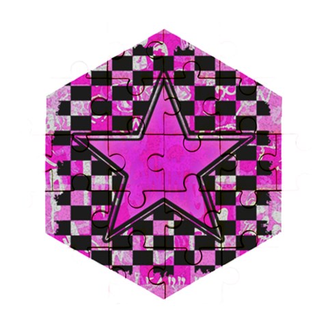 Pink Star Wooden Puzzle Hexagon from ArtsNow.com