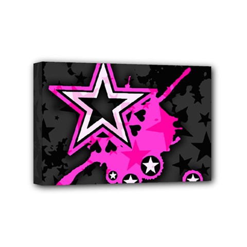 Pink Star Design Mini Canvas 6  x 4  (Stretched) from ArtsNow.com