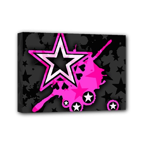 Pink Star Design Mini Canvas 7  x 5  (Stretched) from ArtsNow.com