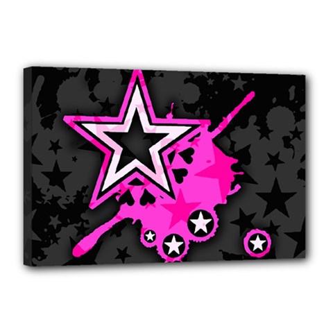 Pink Star Design Canvas 18  x 12  (Stretched) from ArtsNow.com