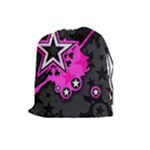 Pink Star Design Drawstring Pouch (Large)