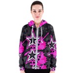 Pink Star Design Women s Zipper Hoodie