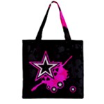 Pink Star Design Zipper Grocery Tote Bag