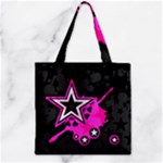 Pink Star Design Zipper Grocery Tote Bag