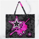 Pink Star Design Zipper Large Tote Bag