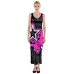 Pink Star Design Fitted Maxi Dress