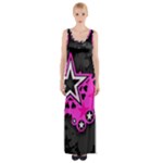 Pink Star Design Thigh Split Maxi Dress