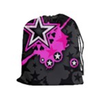 Pink Star Design Drawstring Pouch (XL)