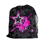 Pink Star Design Drawstring Pouch (XXL)