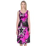 Pink Star Design Midi Sleeveless Dress