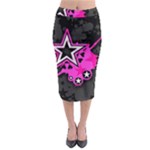 Pink Star Design Midi Pencil Skirt