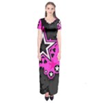 Pink Star Design Short Sleeve Maxi Dress