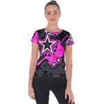 Pink Star Design Short Sleeve Sports Top 