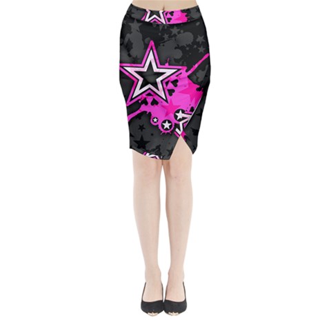 Pink Star Design Midi Wrap Pencil Skirt from ArtsNow.com