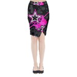 Pink Star Design Midi Wrap Pencil Skirt