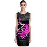 Pink Star Design Sleeveless Velvet Midi Dress