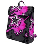 Pink Star Design Flap Top Backpack