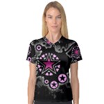 Pink Star Explosion V-Neck Sport Mesh Tee