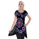 Pink Star Explosion Short Sleeve Side Drop Tunic