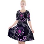 Pink Star Explosion Quarter Sleeve A-Line Dress