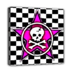 Pink Star Skull Checker Mini Canvas 8  x 8  (Stretched)