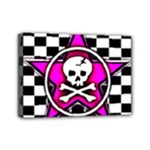 Pink Star Skull Checker Mini Canvas 7  x 5  (Stretched)