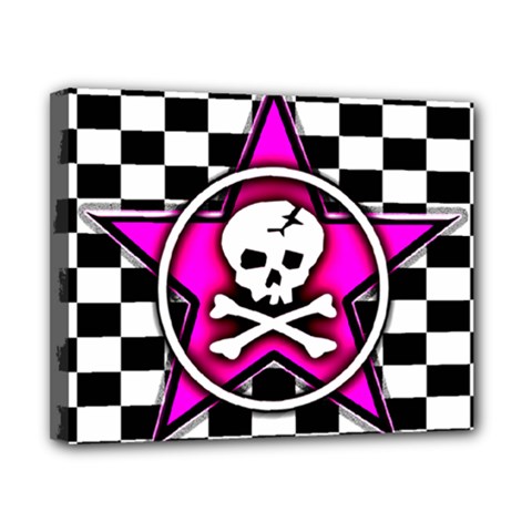 Pink Star Skull Checker Canvas 10  x 8  (Stretched) from ArtsNow.com
