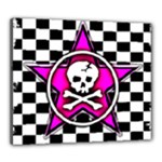 Pink Star Skull Checker Canvas 24  x 20  (Stretched)