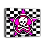 Pink Star Skull Checker Deluxe Canvas 14  x 11  (Stretched)